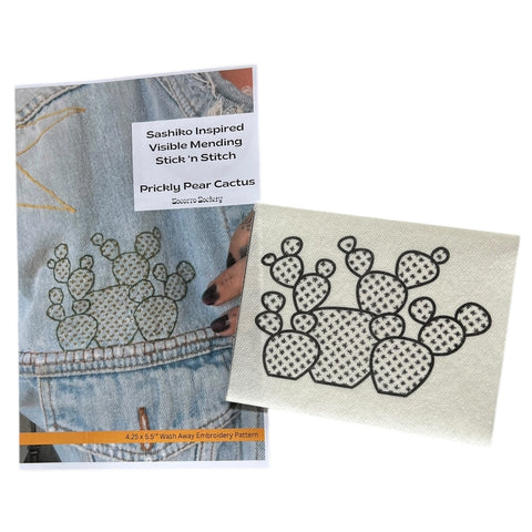 Sashiko Prickly Pear- Visible Mending Stick and Stitch Embroidery Pattern
