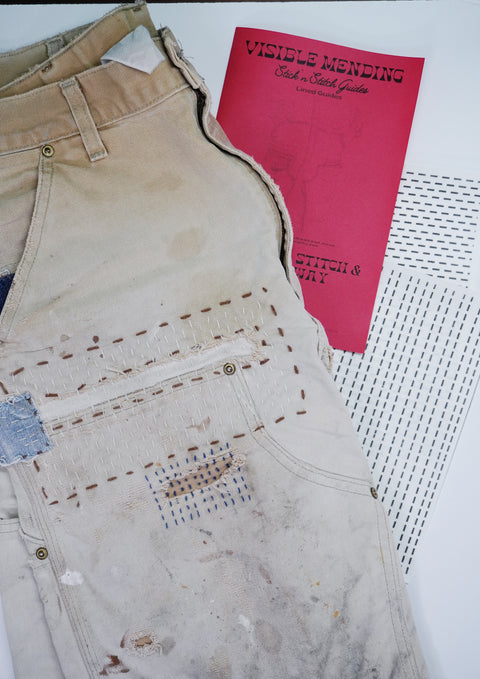 Visible Mending Lined Half Sheet Stick and Stitch Patterns