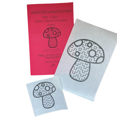 Sashiko Magic Mushroom- Visible Mending Stick and Stitch Embroidery Pattern