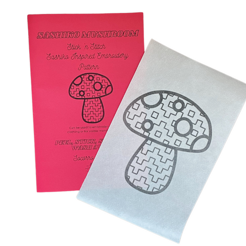 Sashiko Magic Mushroom- Visible Mending Stick and Stitch Embroidery Pattern