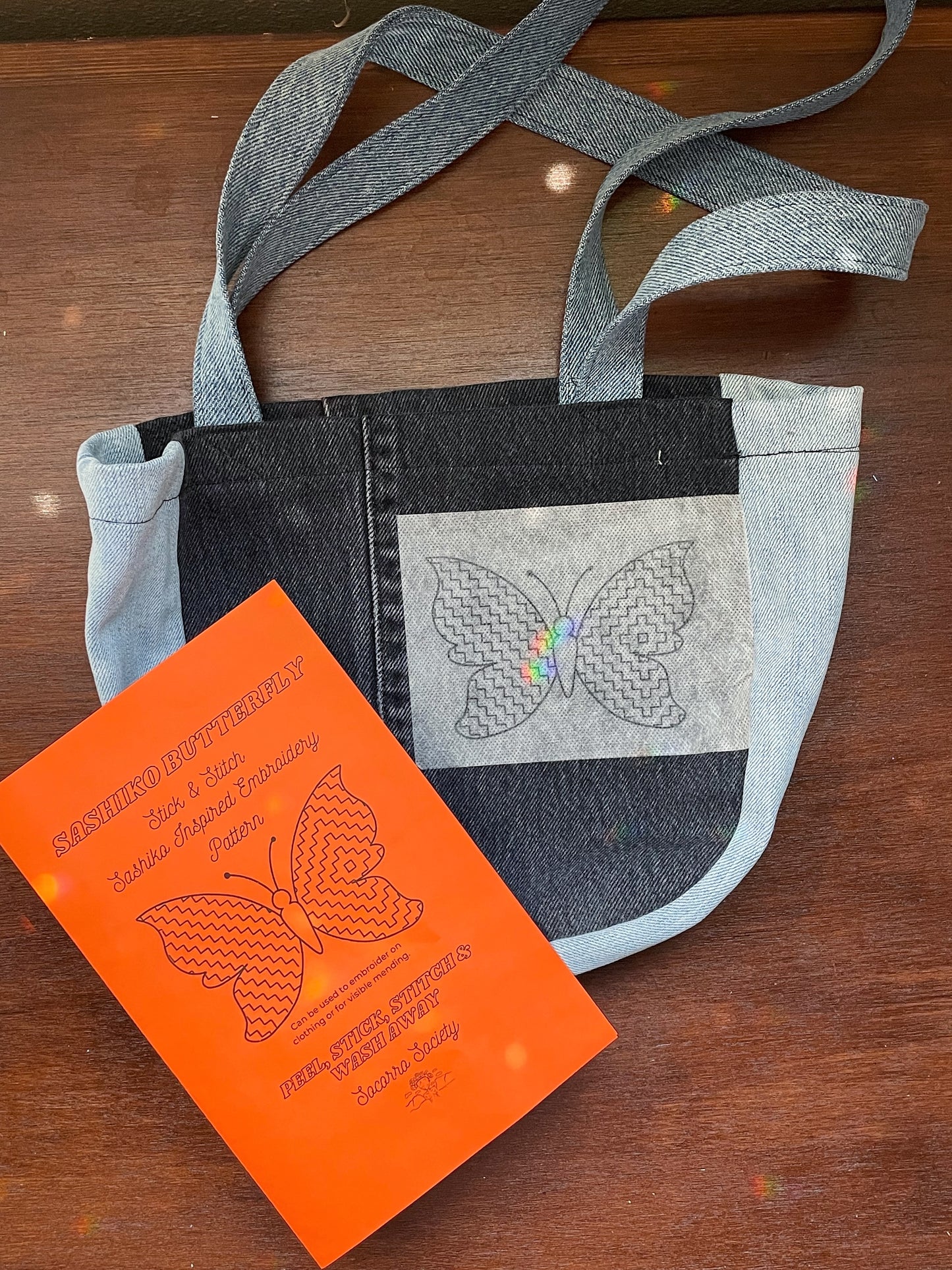 Sashiko Butterfly Stick and Stich Visible Mending Pattern
