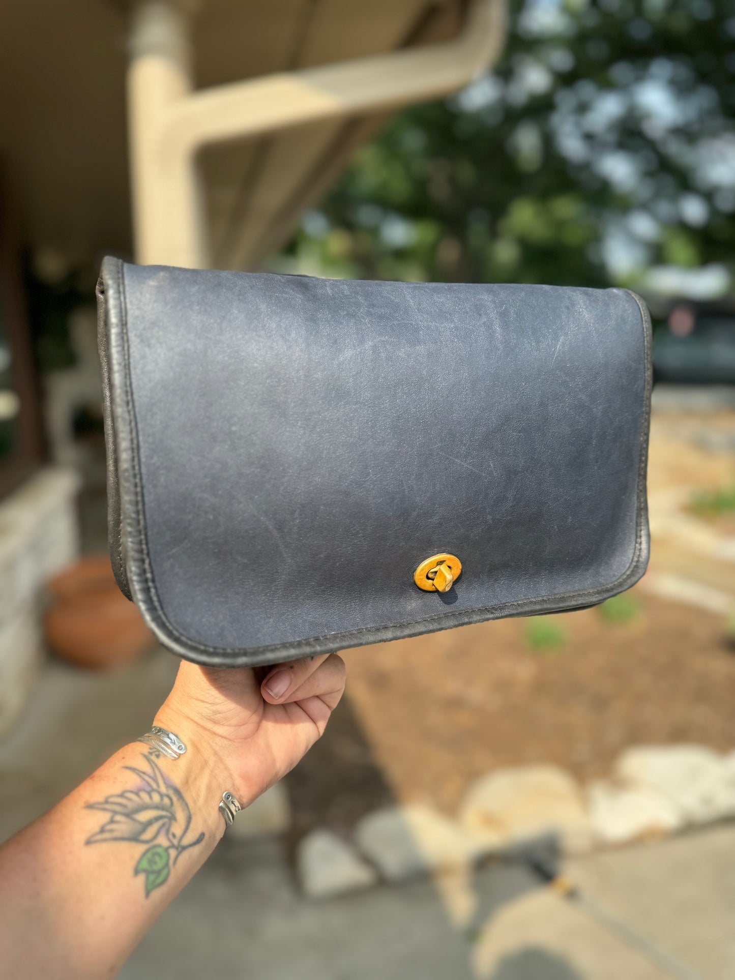 Vintage Coach Navy Convertible Clutch made in Costa Rica