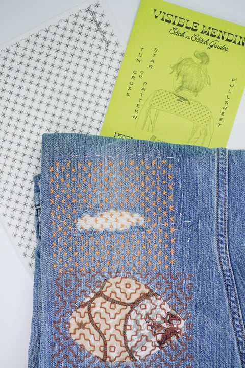 Sashiko Inspired Mending Stick and Stitch Pattern Bundle- Full Pages