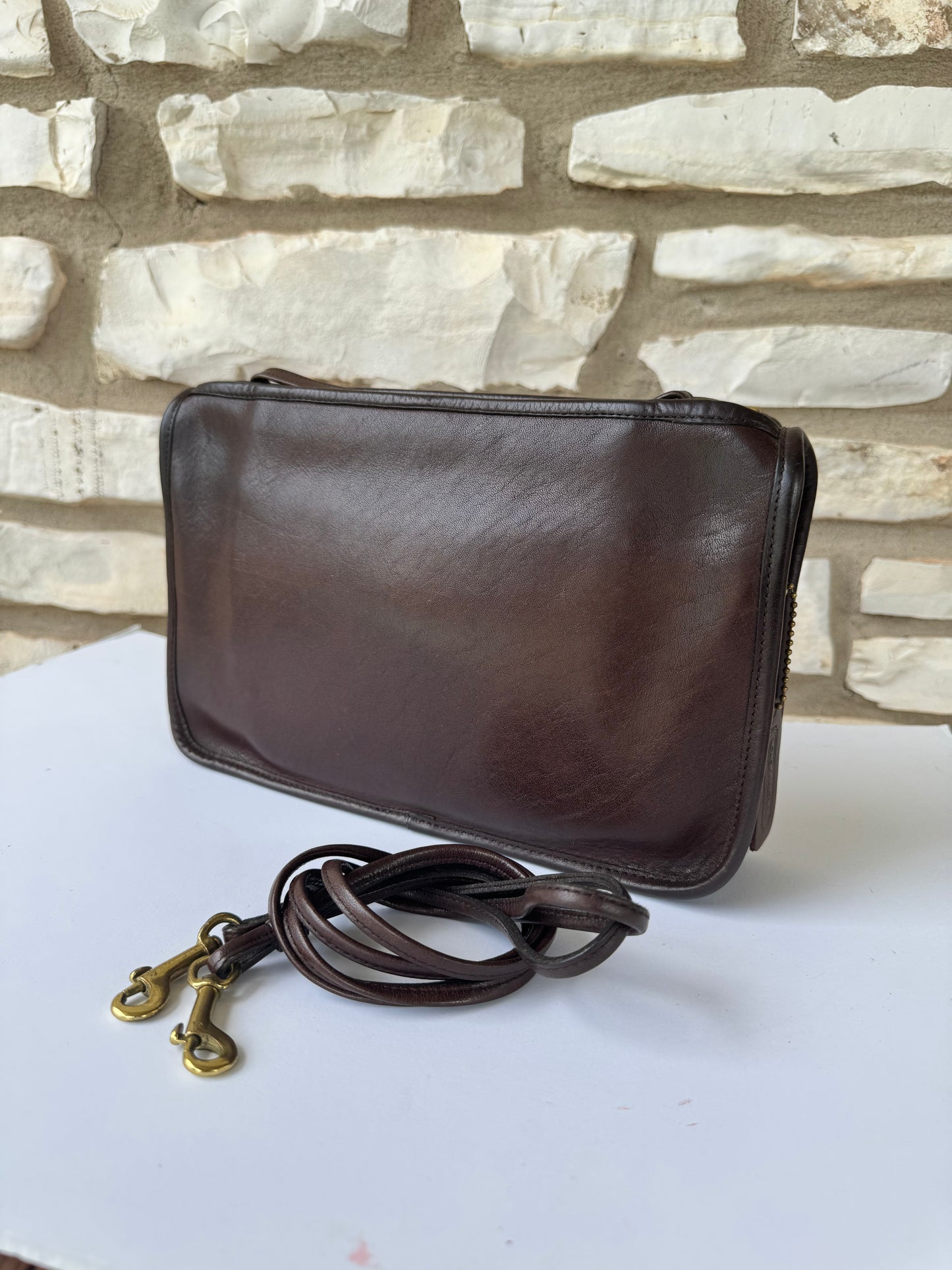 Vintage Coach Mahogany Zippered Clutch made in New York City