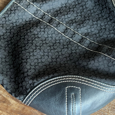 Vintage Coach Signature Hobo Slouch Y2k Shoulder Bag Black 2158