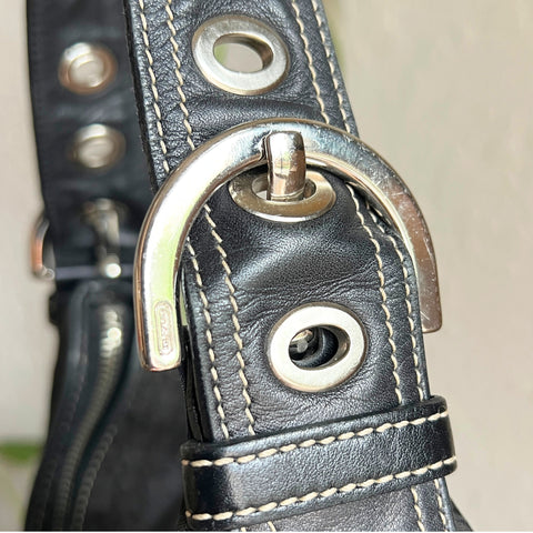 Vintage Coach Signature Hobo Slouch Y2k Shoulder Bag Black 2158