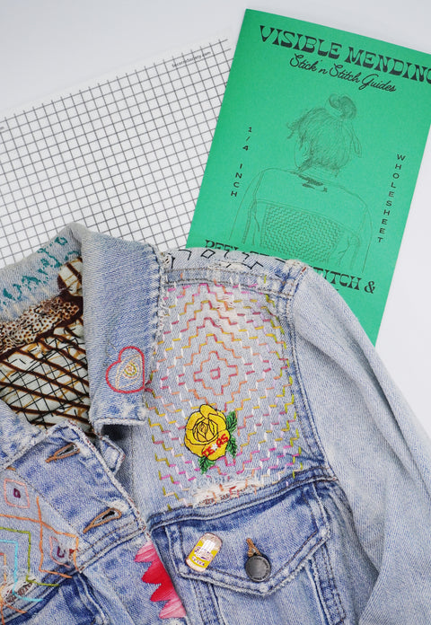 Sashiko Inspired Mending Stick and Stitch Pattern Bundle- Full Pages