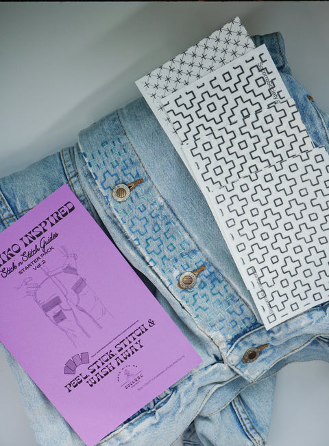 Sashiko Inspired Mending Stick and Stitch Patterns- Vol 2
