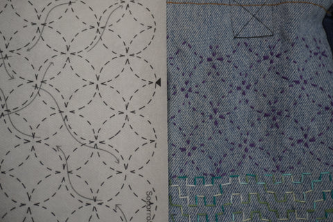 Sashiko Inspired Mending Seven Treasures Stick and Stitch Pattern