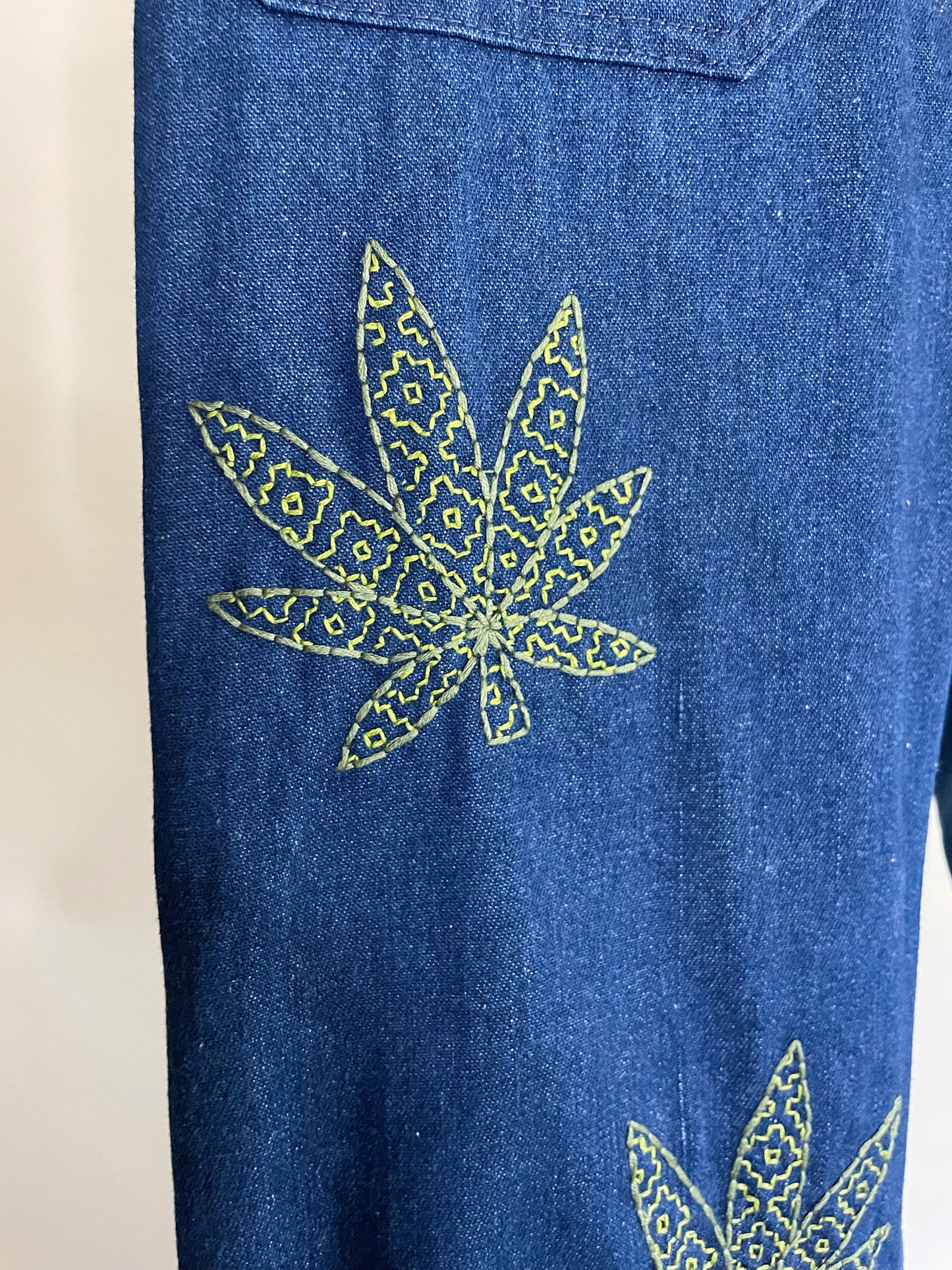 27" Waist Vintage 1970's Seafarer Bell Bottoms with Embroidery