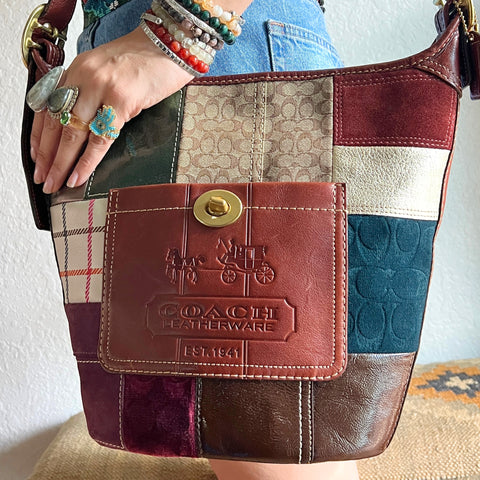Vintage Coach Holiday Patchwork Bleecker Duffle CM357