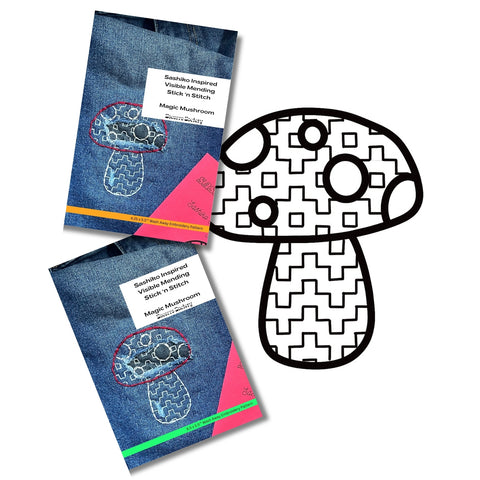 Sashiko Magic Mushroom- Visible Mending Stick and Stitch Embroidery Pattern