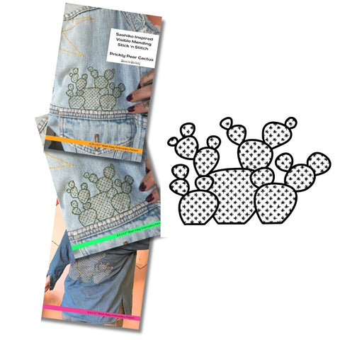 Sashiko Prickly Pear- Visible Mending Stick and Stitch Embroidery Pattern