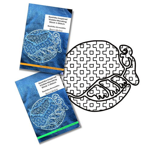 Sashiko Armadillo- Visible Mending Stick and Stitch Embroidery Pattern