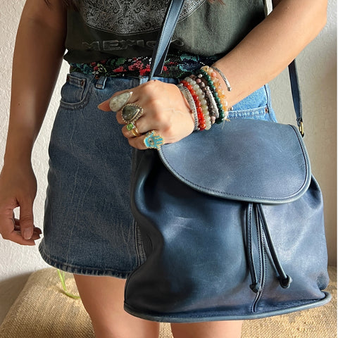 Vintage Coach Shoulder Pouch Blue 4025