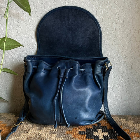 Vintage Coach Shoulder Pouch Blue 4025