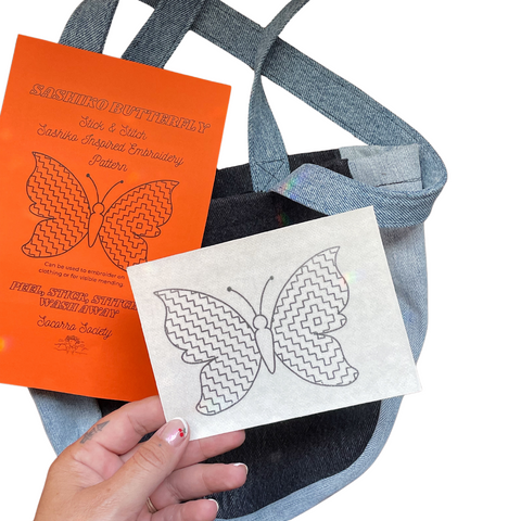 Sashiko Butterfly- Visible Mending Stick and Stitch Embroidery Pattern