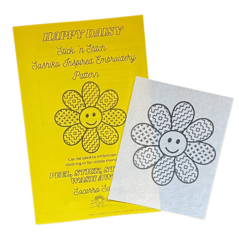 Sashiko Happy Daisy- Visible Mending Stick and Stitch Embroidery Pattern