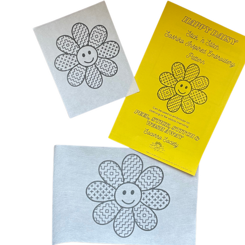 Sashiko Happy Daisy- Visible Mending Stick and Stitch Embroidery Pattern