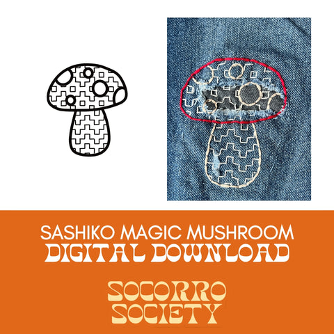 Sashiko Magic Mushroom Pattern Digital Download