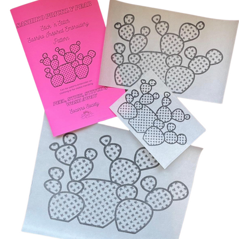 Sashiko Prickly Pear- Visible Mending Stick and Stitch Embroidery Pattern