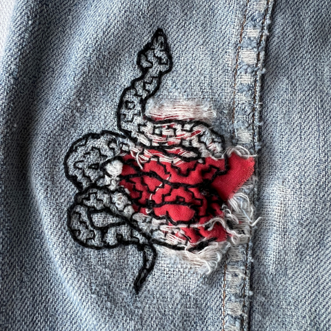 Sashiko Snake - Visible Mending Stick and Stitch Embroidery Pattern