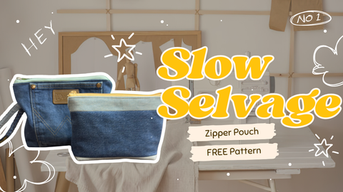 Slow Selvedge Zipper Pouch | Free Scrap Fabric Pattern