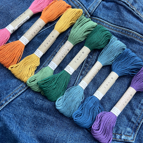 Muted Rainbow Sashiko Thread Bundle