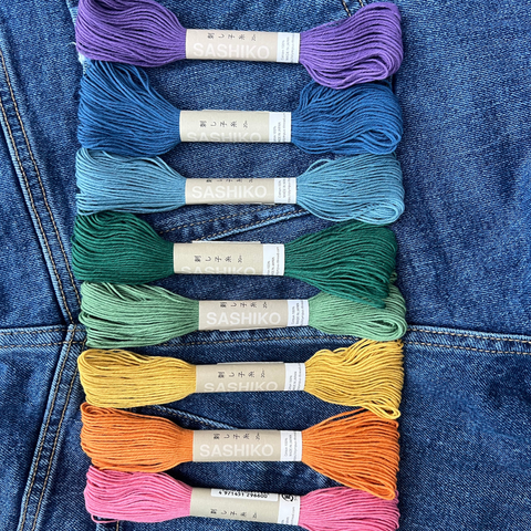 Muted Rainbow Sashiko Thread Bundle