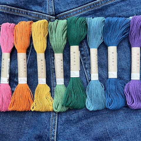 Muted Rainbow Sashiko Thread Bundle