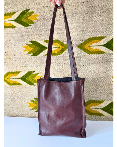 Classic Brown Genuine Leather Shopper Bag