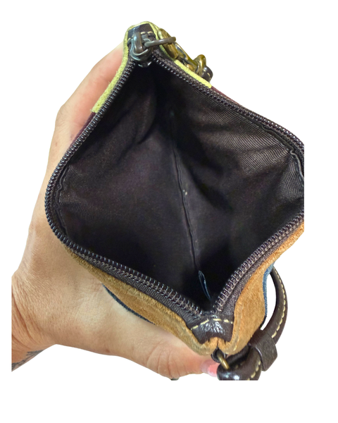 Vintage Coach Y2K Multicolor Suede Patchwork Demi Pouch Wristlet