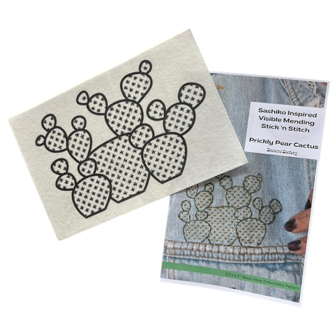Sashiko Prickly Pear- Visible Mending Stick and Stitch Embroidery Pattern