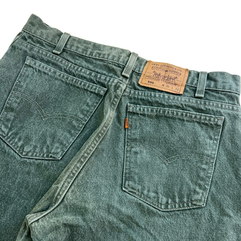 Vintage Levi's 550 Orange Tab Dark Green Jeans W36 L32
