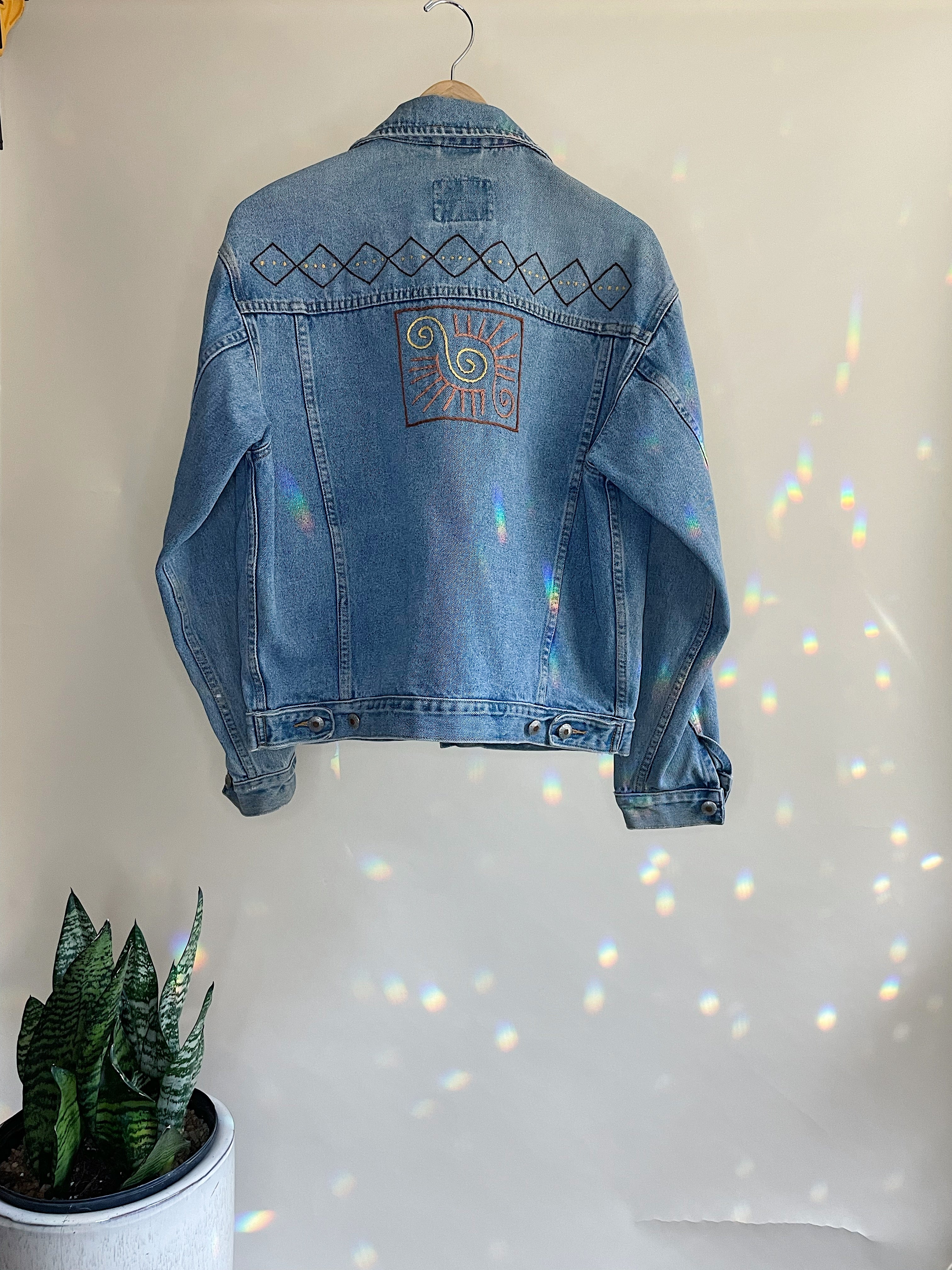 Hand embroidered hot sale denim jacket