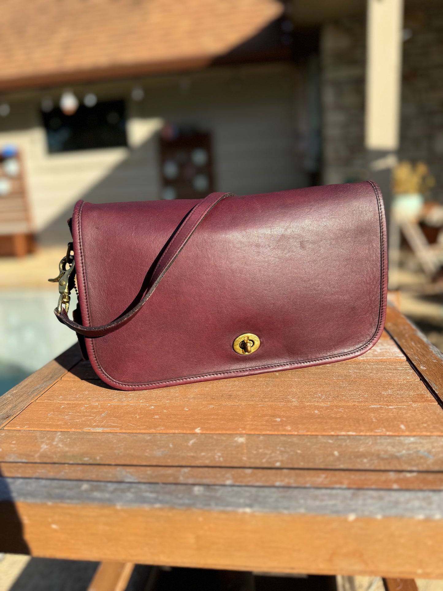 Vintage Coach Burgundy Convertible Clutch made in New York City