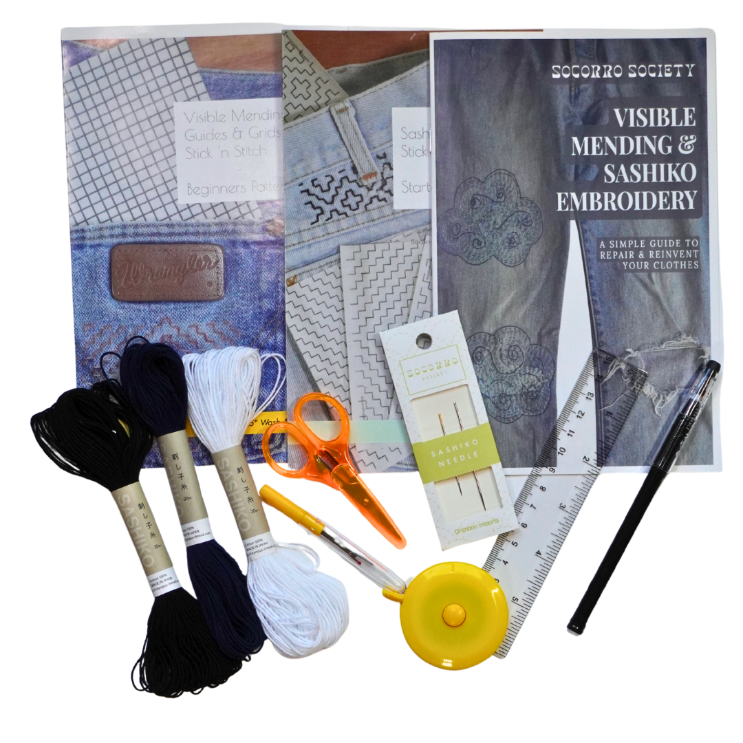 Visible Mending Beginners Kit with Sashiko Embroidery Booklet and Tool ...