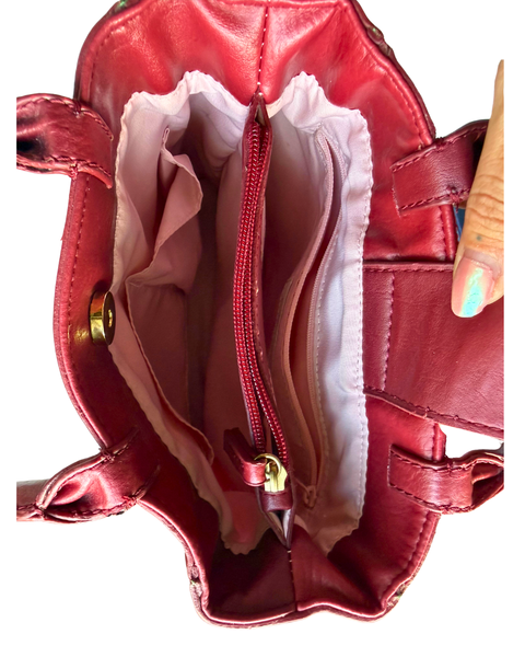 Liz Claiborne Top-Handle Satchel Bag in Rich Red Burgundy
