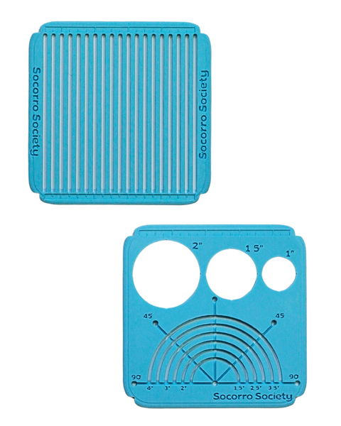 Sashiko Stencil Duo: Grid + Circle Set