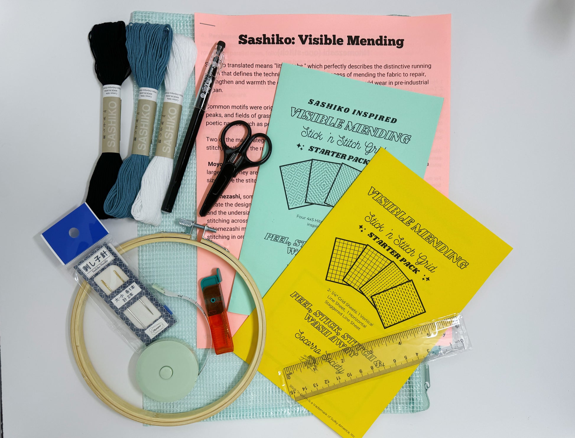 Visible Mending Beginners Kit with Sashiko Embroidery Booklet and Tool ...