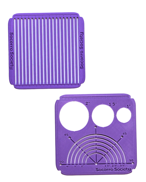 Sashiko Stencil Duo: Grid + Circle Set