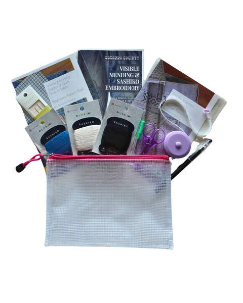 Visible Mending Beginners Kit with Sashiko Embroidery Booklet and Tools