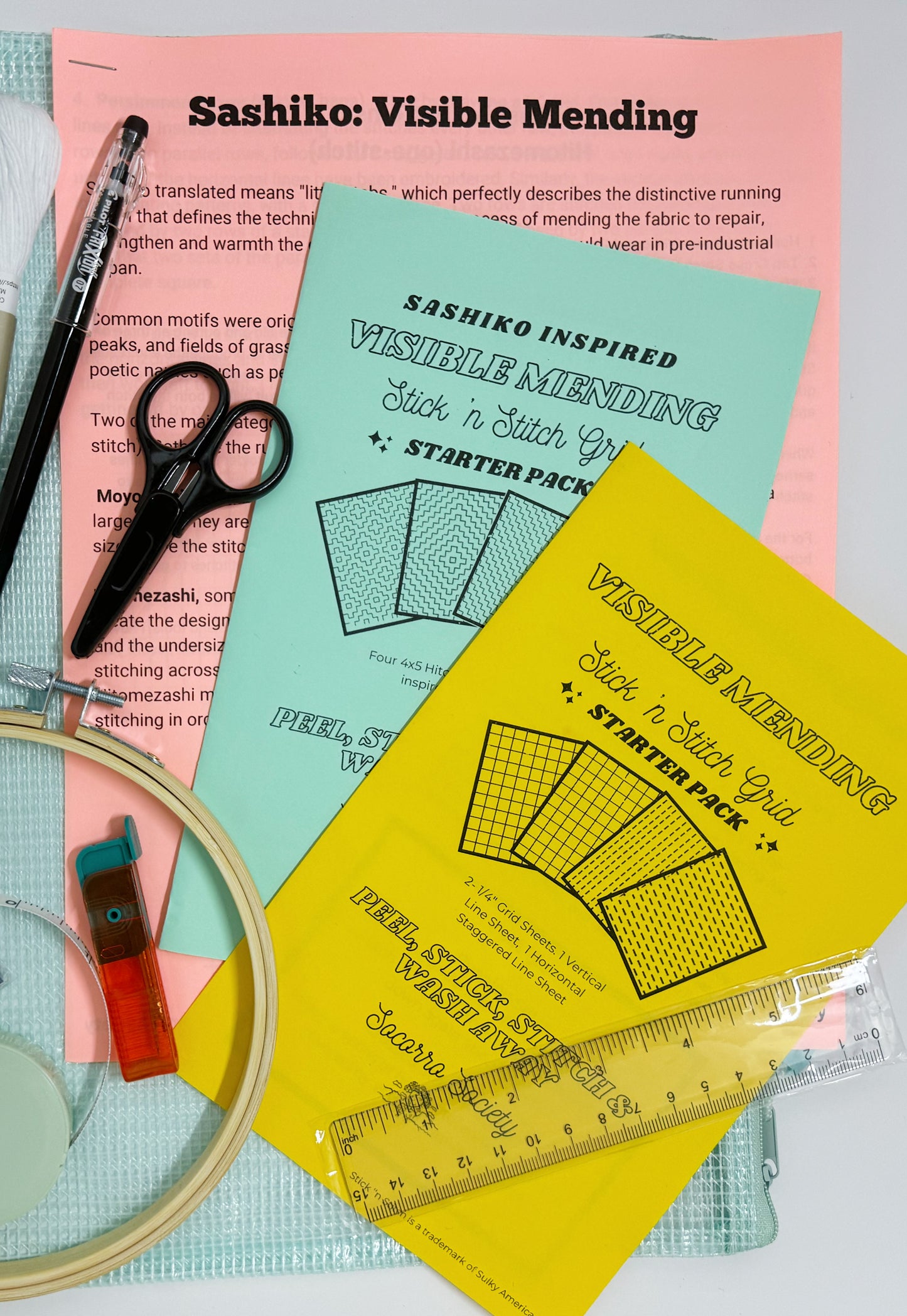 Visible Mending Beginners Kit with Sashiko Embroidery Booklet and Tool ...