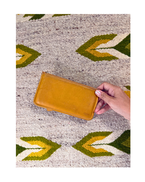 Vintage Coach Yellow Leather Skinny Case | Slim Cosmetic Pouch