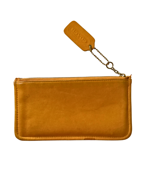 Vintage Coach Yellow Leather Skinny Case | Slim Cosmetic Pouch
