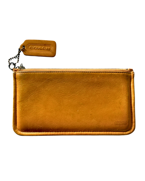 Vintage Coach Yellow Leather Skinny Case | Slim Cosmetic Pouch