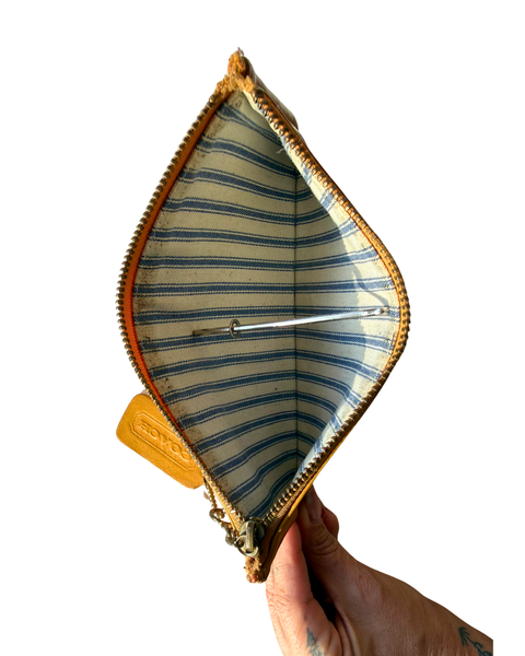 Vintage Coach Yellow Leather Skinny Case | Slim Cosmetic Pouch