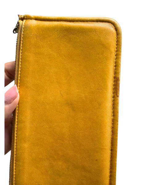 Vintage Coach Yellow Leather Skinny Case | Slim Cosmetic Pouch