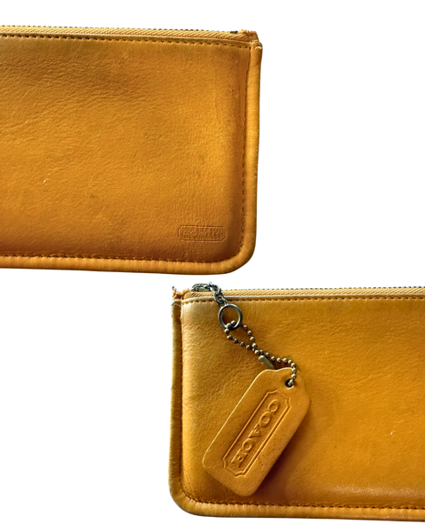 Vintage Coach Yellow Leather Skinny Case | Slim Cosmetic Pouch