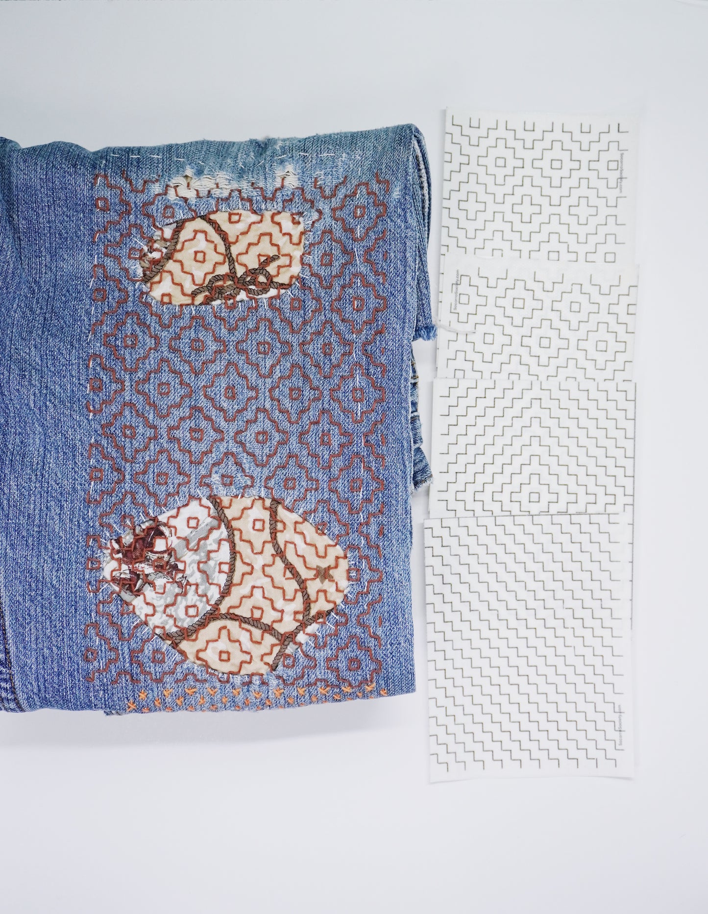 Visible Mending & Sashiko Inspired Stick, Stitch and Wash Away Patterns Starter Pack Bundle